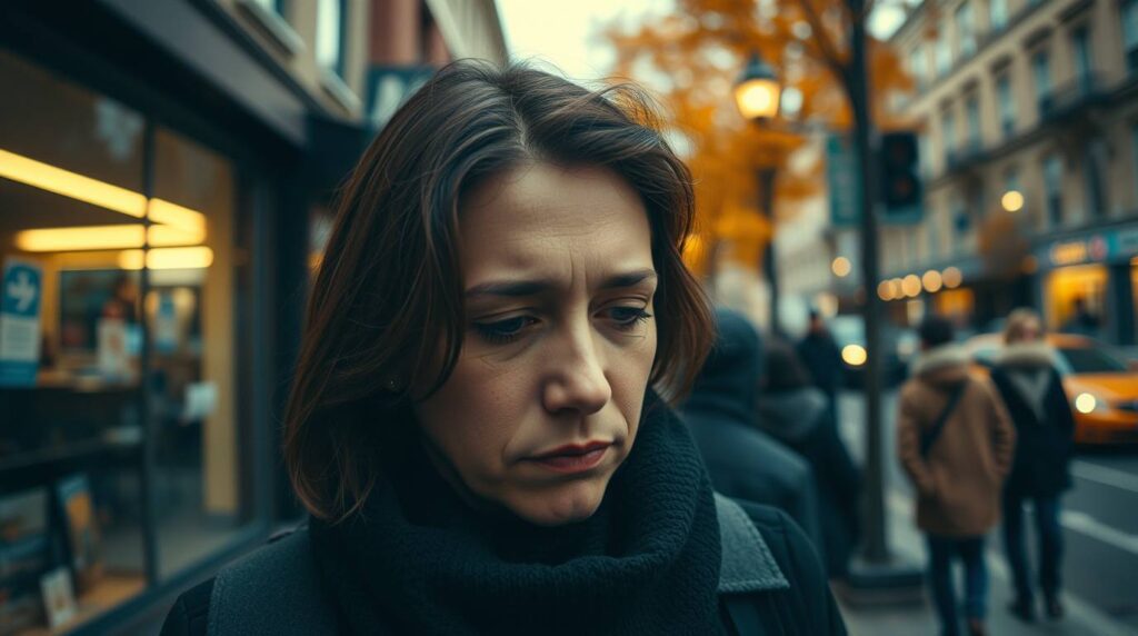 A sad and lonely woman