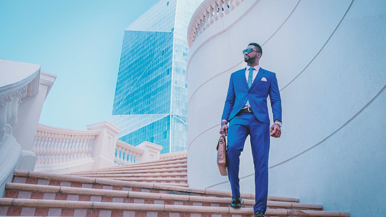 business man in blue suit