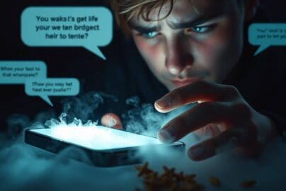 A man looking at the ghosting and breadcrumbing on his phone