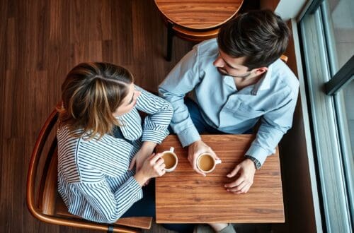 A couple meeting over coffee
